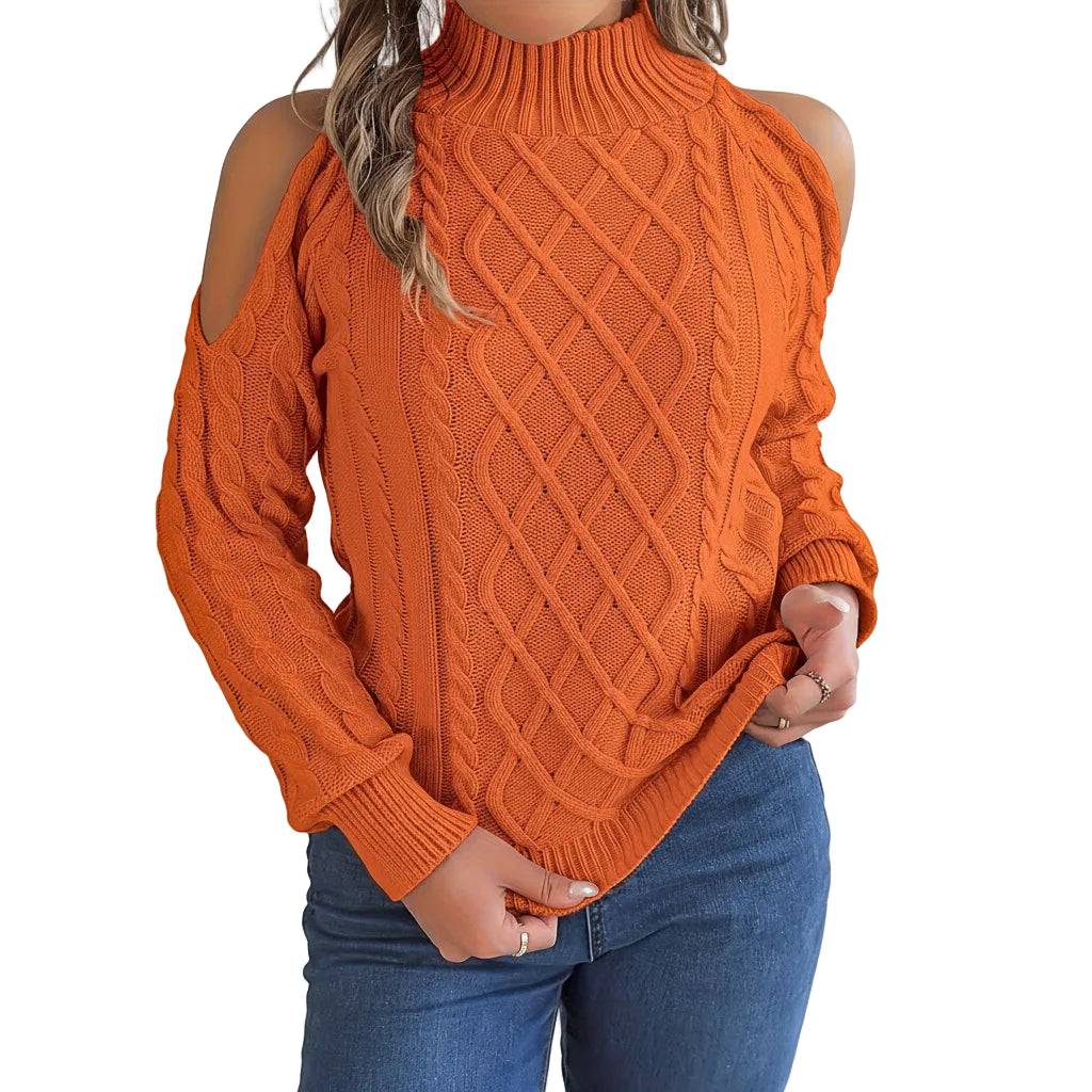 Damen Sweater mit schulterfreiem Design und langen Ärmeln