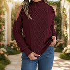 Damen Twist Muster Sweater mit schulterfreiem Design Vorderansicht