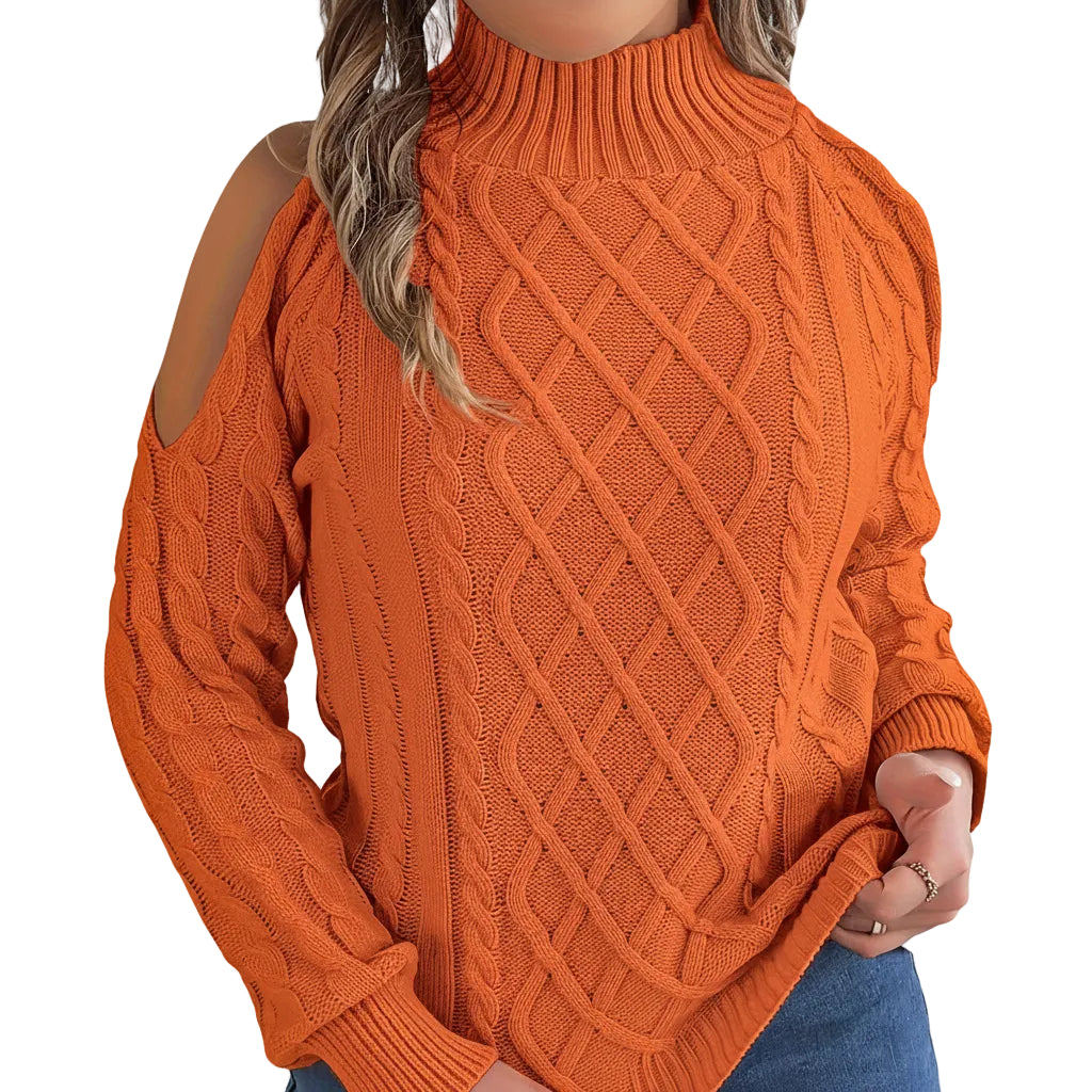 Weißer Damen Pullover mit Twist Muster
